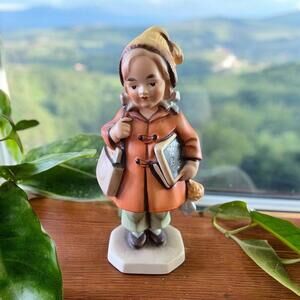 Vintage Friedel Bavaria Schoolgirl With Bookbag 6 1/8" Figurine Hand Painted